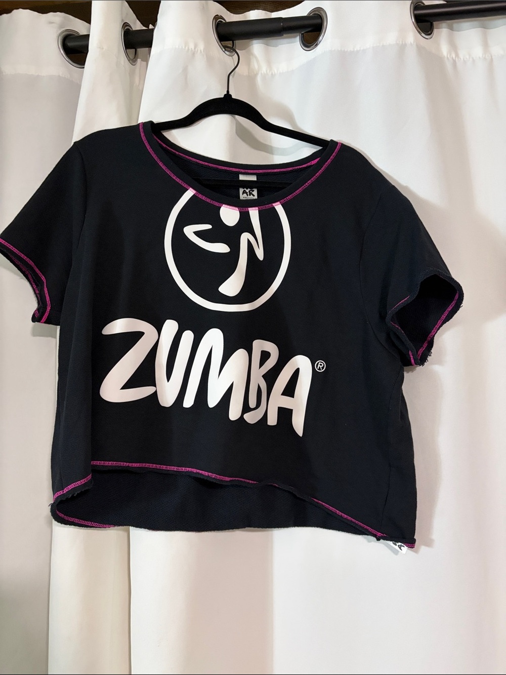 Zumba Fitness Black Crop Top with Pink Trim